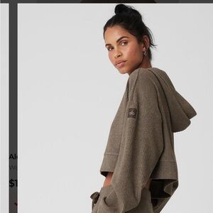ALO Yoga Muse Olive Tree Muse Cropped Hoodie